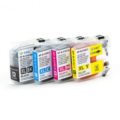 Brother LC103BK/C/Y/M Compatible Black Ink Cartridges High Yield - 4/Pack